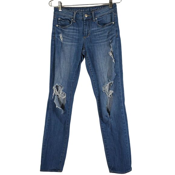 Articles of Society Jeans Womens 25 Distressed Karen Crop Destroyed Thrashed - Picture 1 of 12